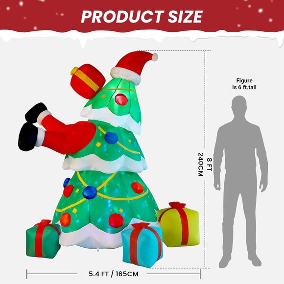 ⚡8FT Inflatable Christmas Tree with Built-in LEDs Lights Outdoor Decorations - Picture 2 of 9
